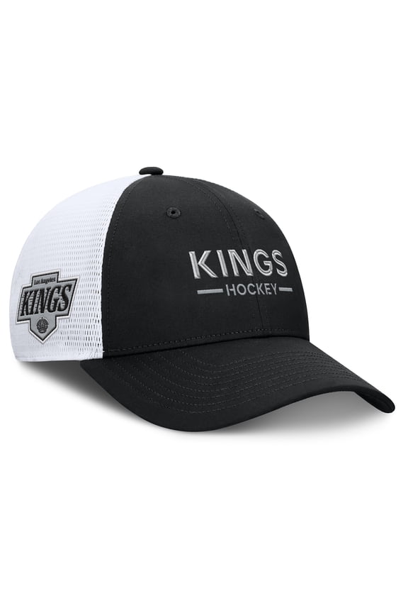 Men's Fanatics Black/White Los Angeles Kings Authentic Pro Rink Lockup Adjustable Trucker Hat
