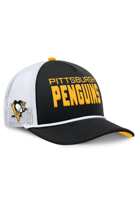Men's Fanatics Black/White Pittsburgh Penguins Authentic Pro Rink A-Frame Adjustable Hat