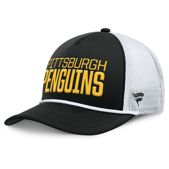 Men's Fanatics Black/White Pittsburgh Penguins Heritage Dutch A-Frame Trucker Adjustable Hat