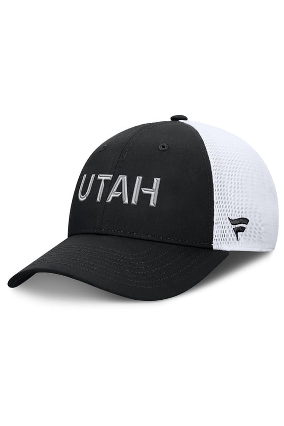 Men's Fanatics Black/White Utah Mammoth Authentic Pro Rink Lockup Adjustable Trucker Hat
