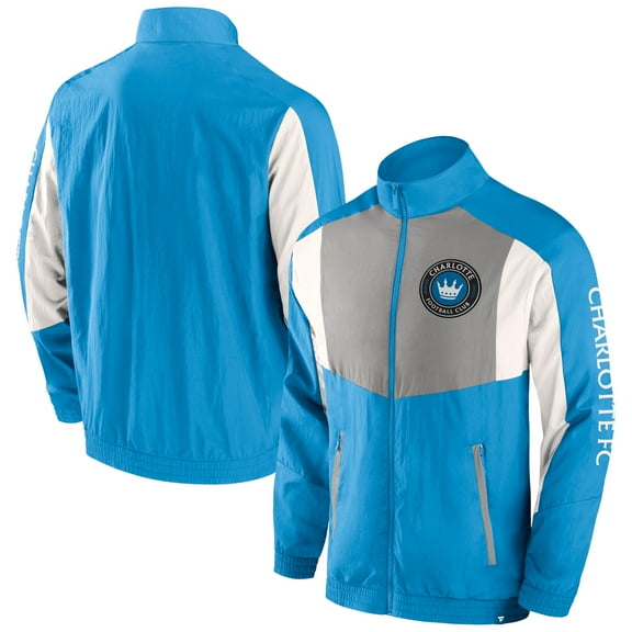 Men's Fanatics Blue Charlotte FC Net Goal Raglan Full-Zip Track Jacket