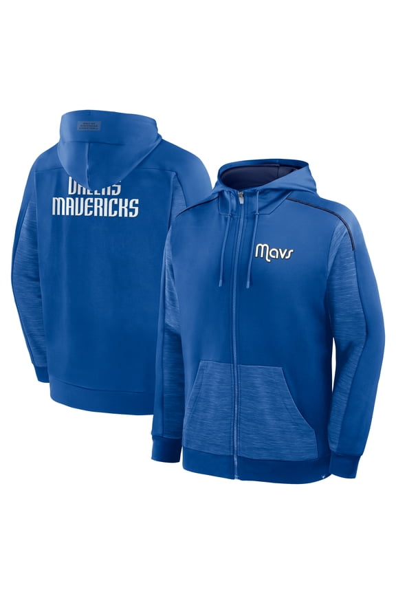 Men's Fanatics Blue Dallas Mavericks Back Door Cut Play Defender Full-Zip Hoodie