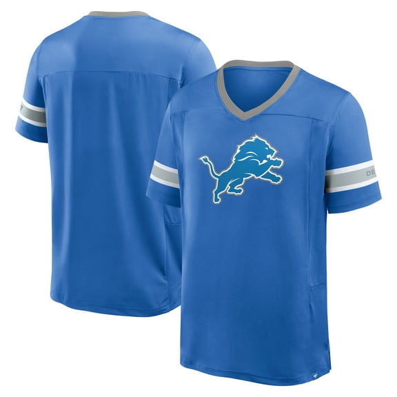 Men's Fanatics Blue Detroit Lions Hometown Premium Hashmark V-Neck T-Shirt