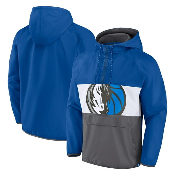 Men's Fanatics  Blue/Gray Dallas Mavericks Anorak Flagrant Foul Color-Block Raglan Hoodie Half-Zip Jacket