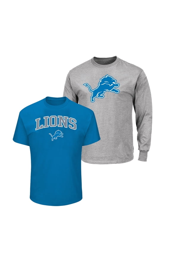 Men's Fanatics  Blue/Heather Gray Detroit Lions Big & Tall 2-Pack T-Shirt Set