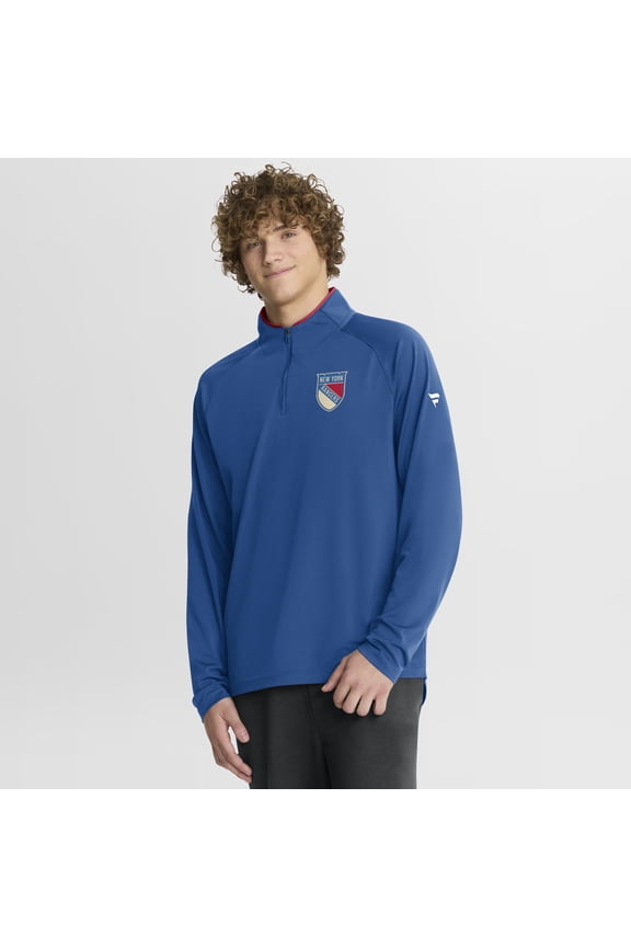 Men's Fanatics Blue New York Rangers Authentic Pro Rink Training Centennial Raglan Quarter-Zip Pullover