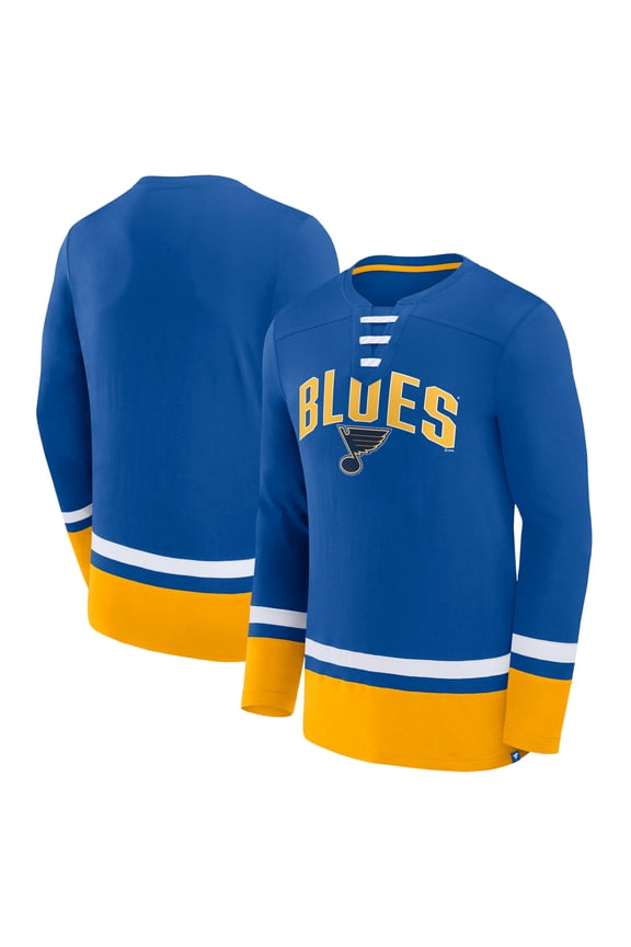 Men's Fanatics Blue St. Louis Blues Back Pass Lace-Up Long Sleeve T-Shirt