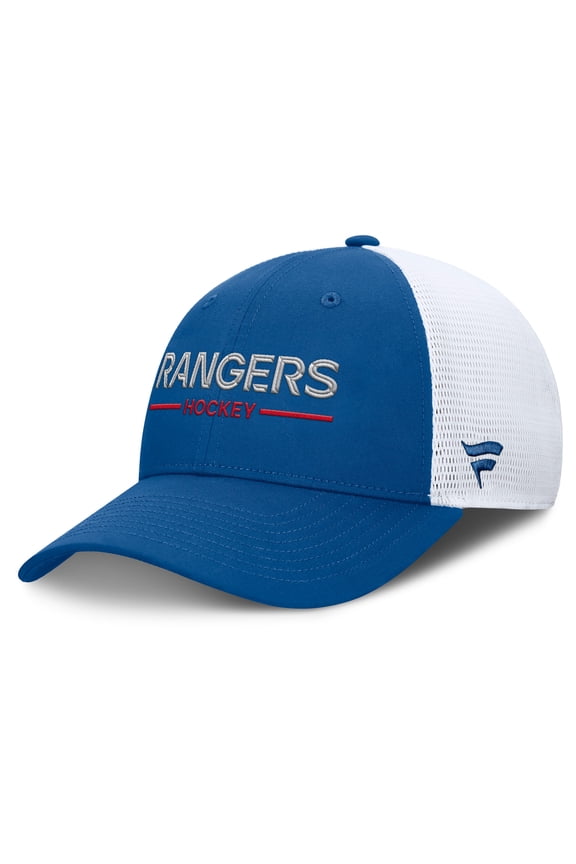 Men's Fanatics Blue/White New York Rangers Centennial Authentic Pro Structured Trucker Adjustable Hat