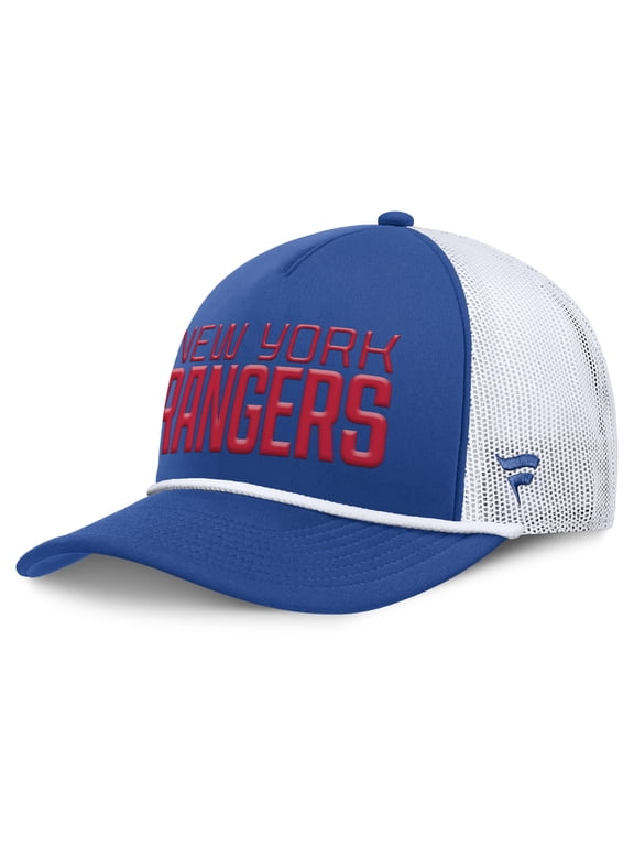 Men's Fanatics Blue/White New York Rangers Heritage Dutch A-Frame Trucker Adjustable Hat