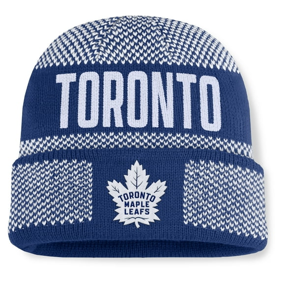 Men's Fanatics Blue/White Toronto Maple Leafs Fundamentals Shelter Cuffed Knit Hat