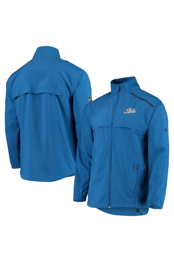 Men's Fanatics Blue Winnipeg Jets Alternate Logo Rinkside Mock Full-Zip Jacket