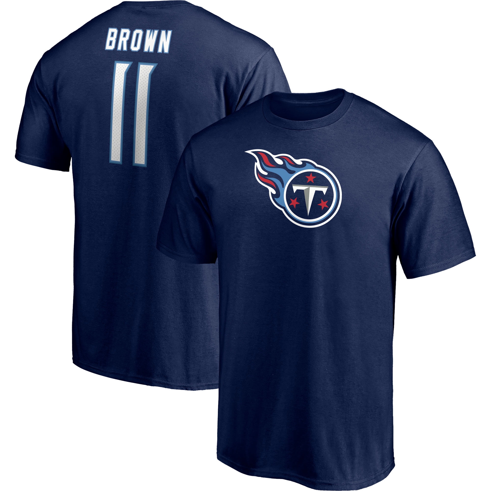 A.J. Brown Light Blue Name & Number Logo - #11 Football Tennessee Titans T- Shirt Size 40/M