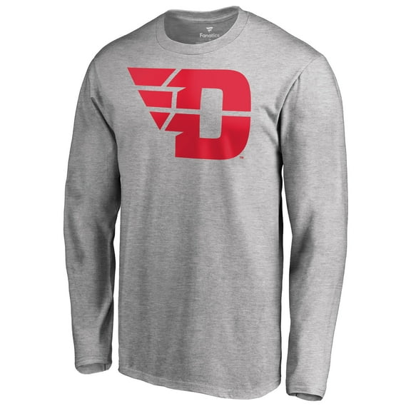 Men's Ash Dayton Flyers Primary Logo Long Sleeve T-Shirt