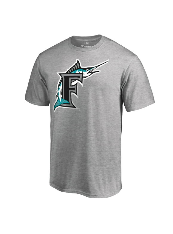Men's Fanatics Branded Ash Miami Marlins Cooperstown Collection Forbes T-Shirt