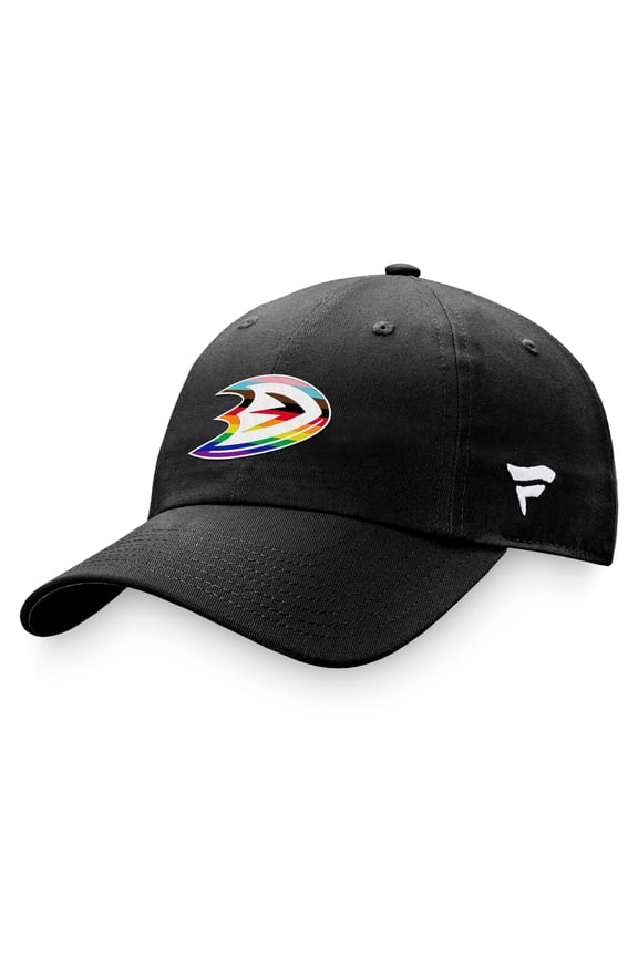 Men's Fanatics Black Anaheim Ducks Team Logo Pride Adjustable Hat