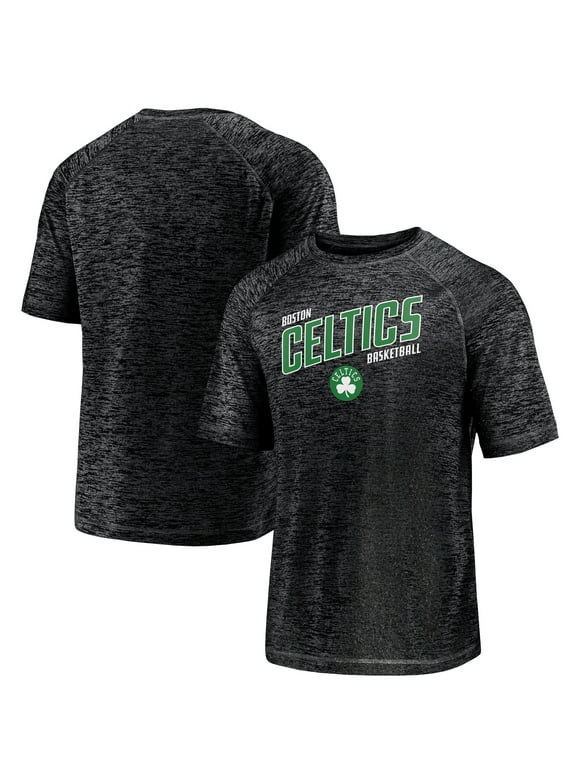 Men's Fanatics Branded Black Boston Celtics Core Space-Dye Raglan T-Shirt