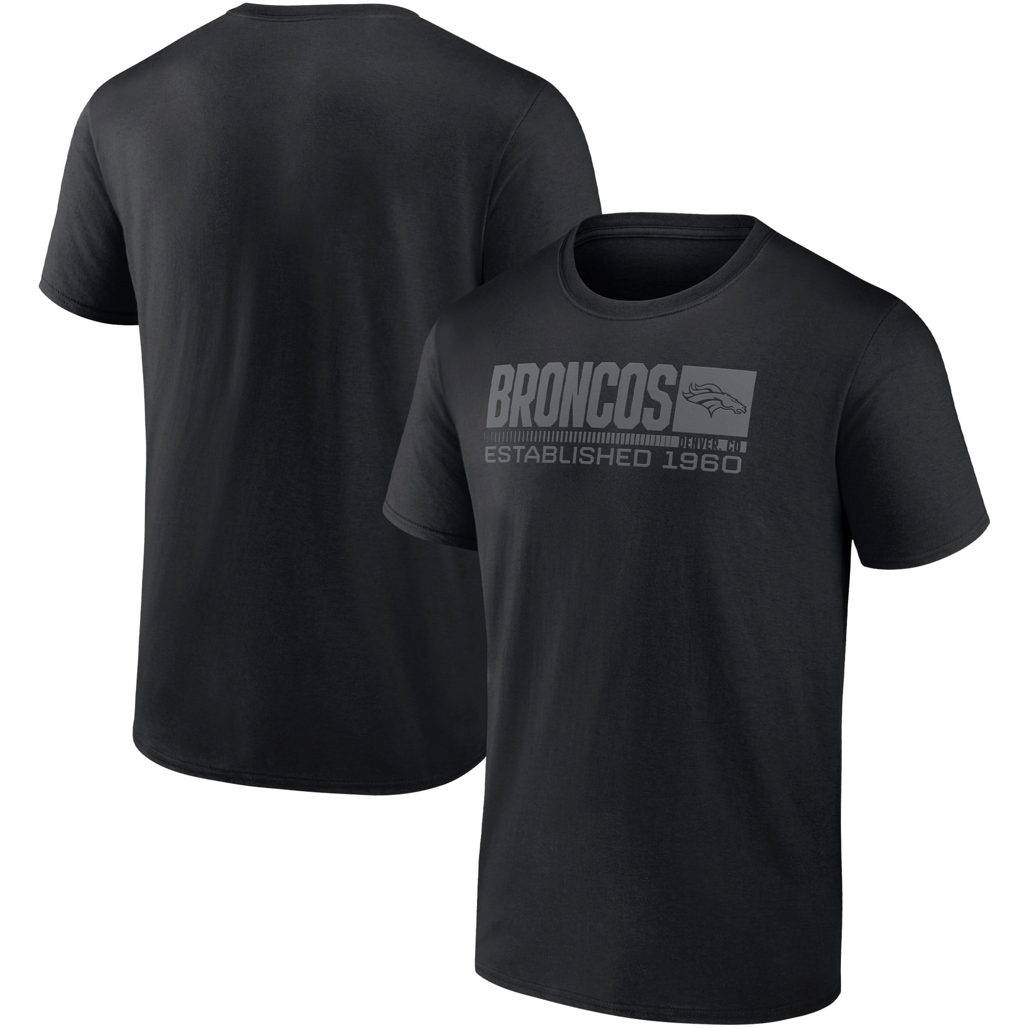 Men s Black Denver Broncos Tonal Logo Block T Shirt