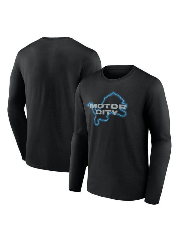 Men's Fanatics Branded  Black Detroit Lions Motor City Muscle Long Sleeve T-Shirt