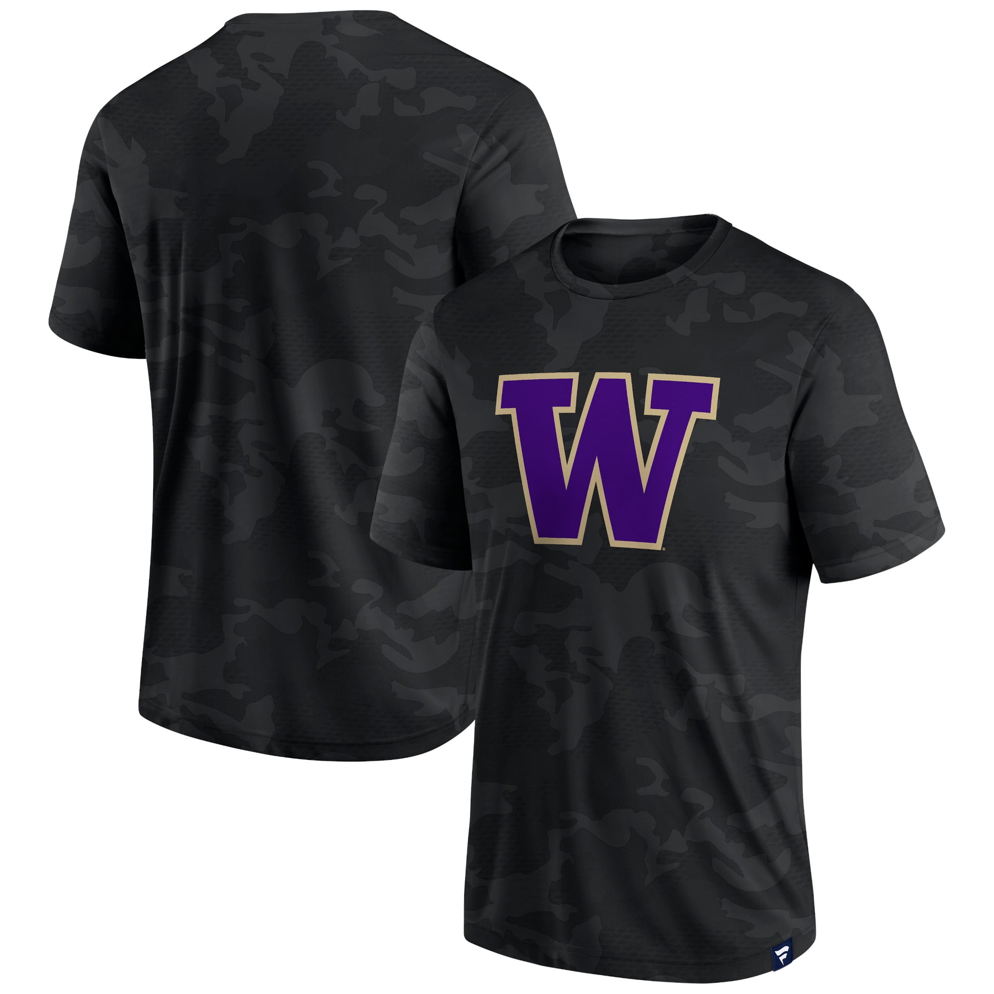 Men's Fanatics Branded Black Washington Huskies Camo Logo TShirt