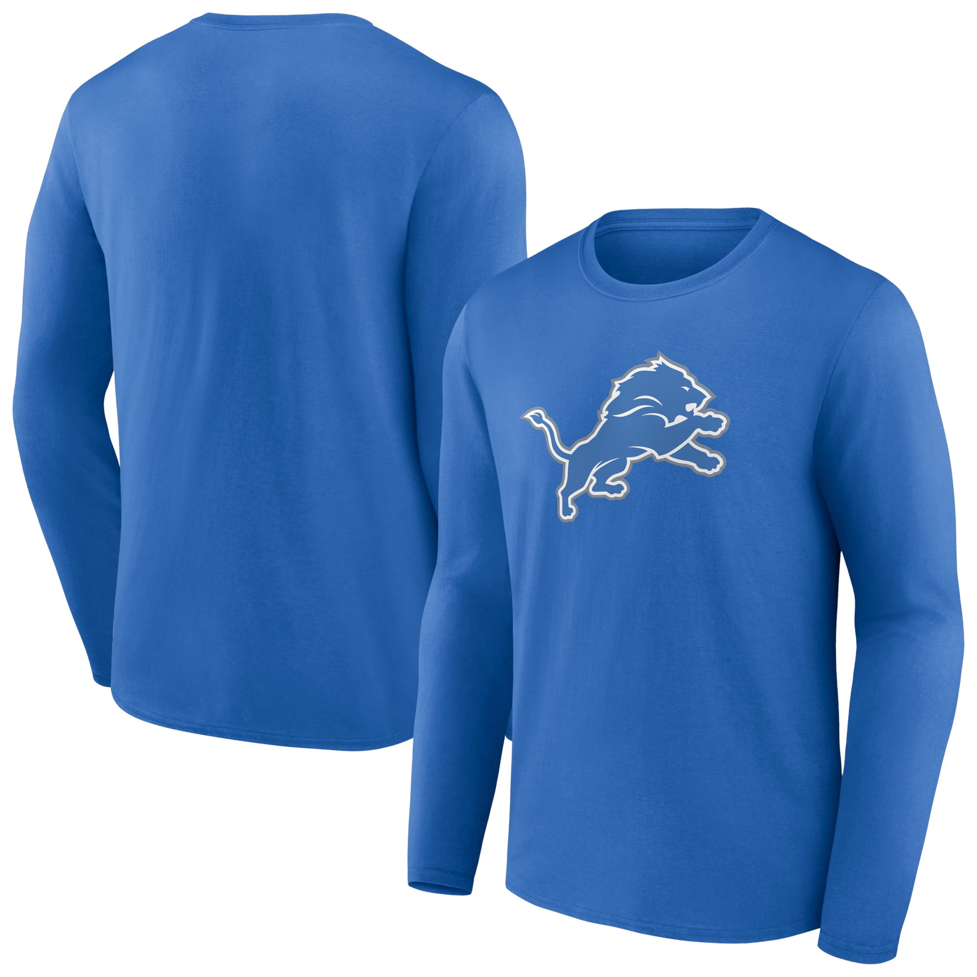 Men's Blue Detroit Lions Primary Team Logo Long Sleeve TShirt