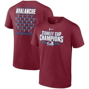 Men's Fanatics Branded Burgundy Colorado Avalanche 2022 Stanley Cup Champions Jersey Roster T-Shirt