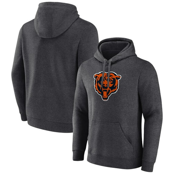 Men's Charcoal Chicago Bears Primary Team Logo Fitted Pullover Hoodie