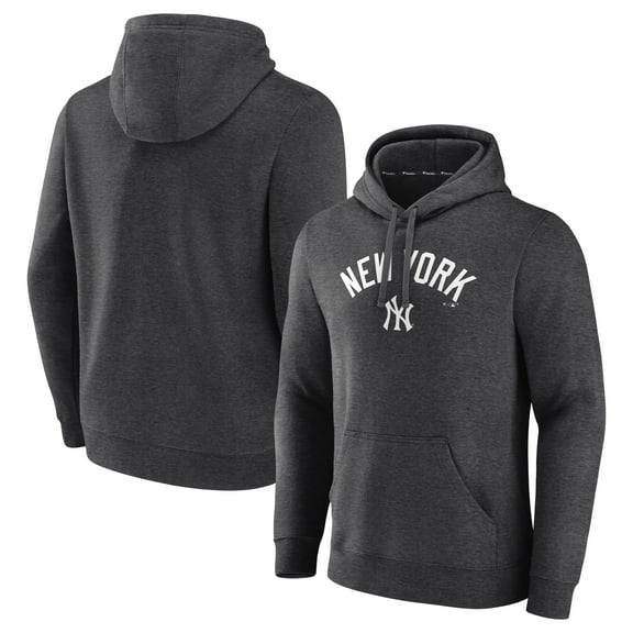 Men's Charcoal New York Yankees Team Lock Up Wordmark Pullover Hoodie