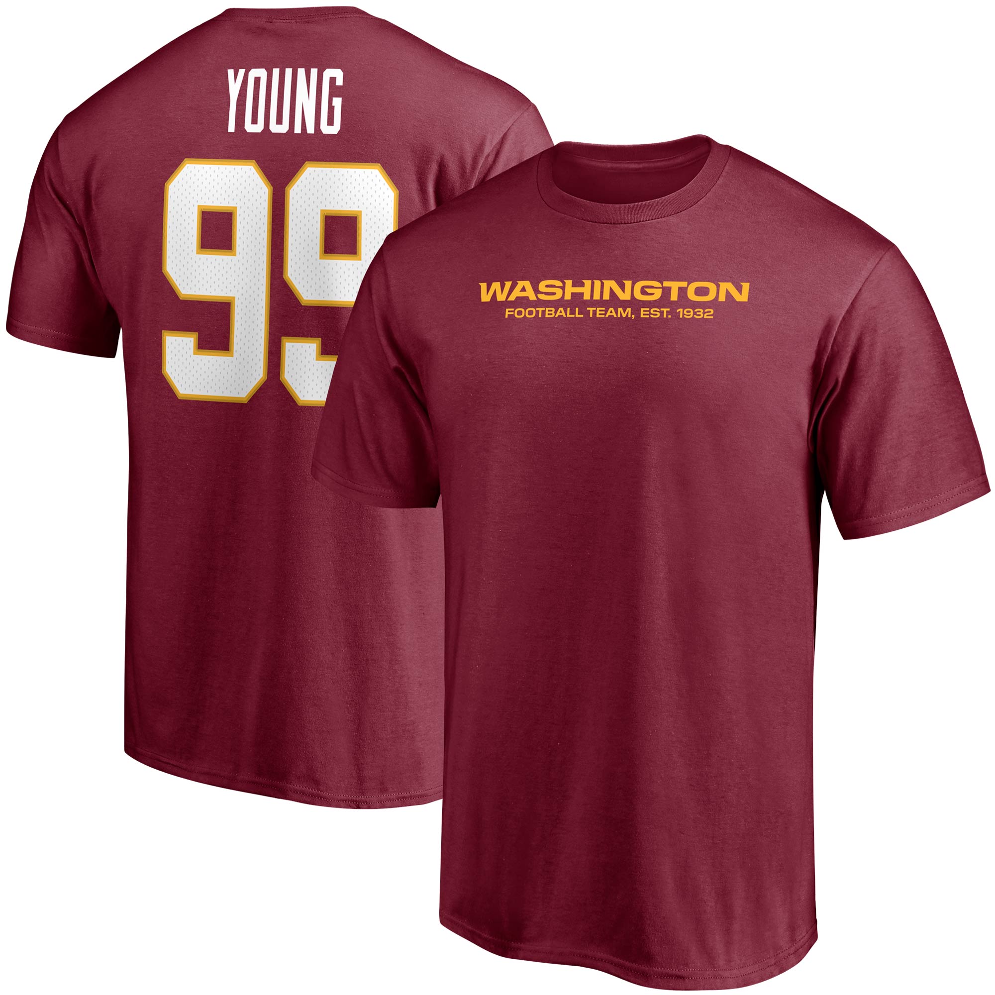 Mens Fanatics Branded Chase Young Burgundy Washington Football Team Player Icon Name And Number T