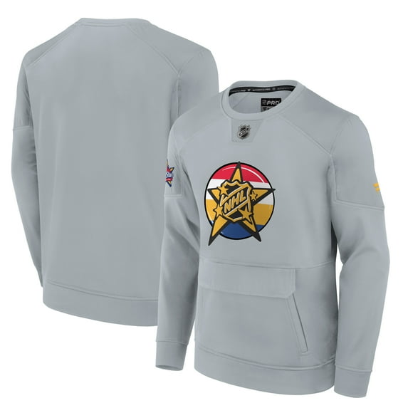 Men's Fanatics Gray 2024 NHL All-Star Game Authentic Pro Tech Fleece Pullover Sweatshirt