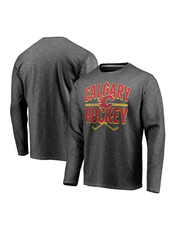 Men's Fanatics Branded Gray Calgary Flames Iced Out Long Sleeve T-Shirt