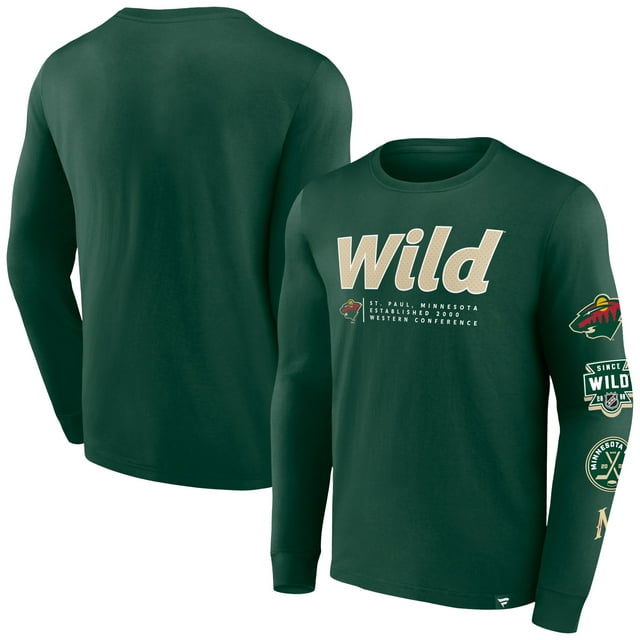 Men's Fanatics Green Minnesota Wild Strike the Goal Long Sleeve TShirt