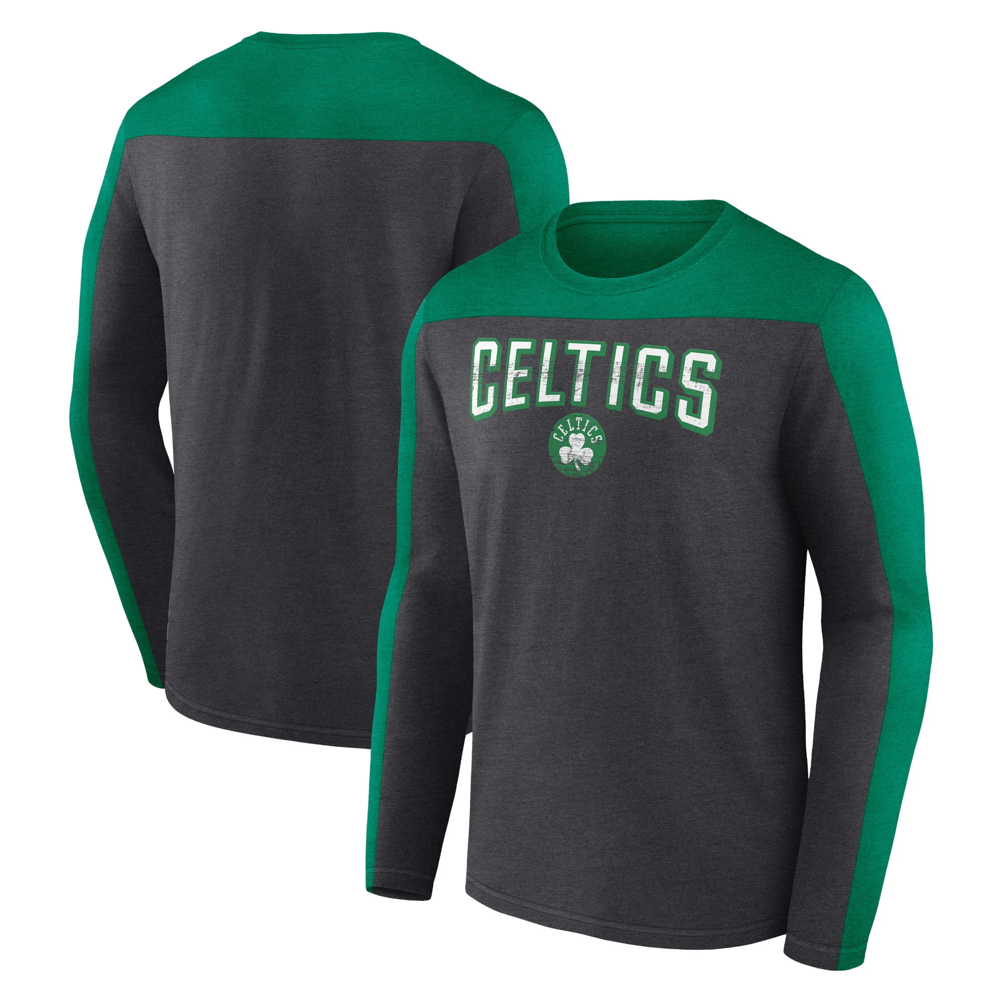 Men's Fanatics Branded Heather Charcoal Boston Celtics Colorblock Long  Sleeve T-Shirt 