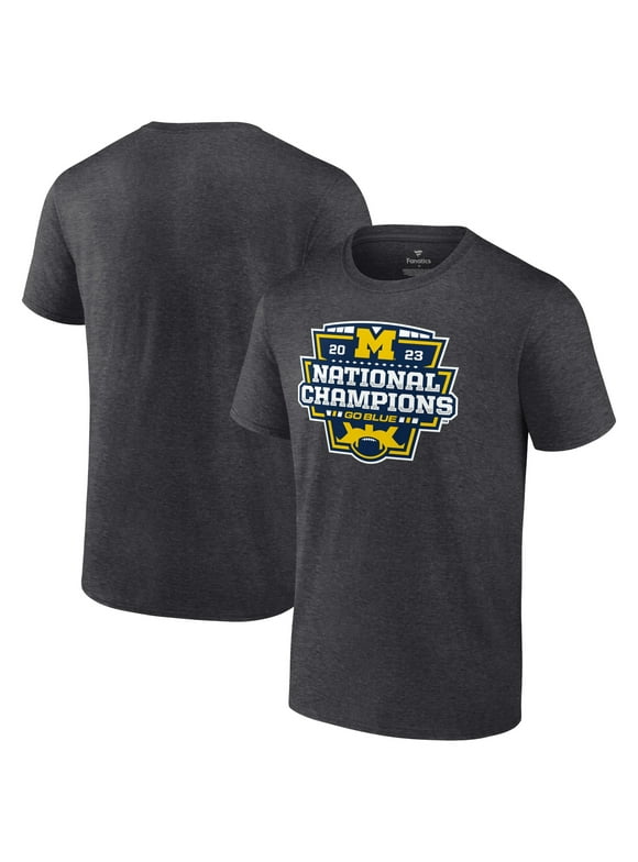 Men's Fanatics Branded Heather Charcoal Michigan Wolverines College Football Playoff 2023 National Champions Logo