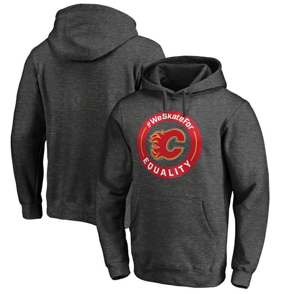 Men's Heather Gray Calgary Flames #WeSkateFor Pullover Hoodie