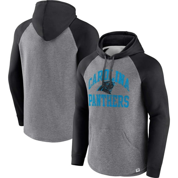 Men's Fanatics Branded Heather Gray Carolina Panthers Favorite Arch Raglan Pullover Hoodie