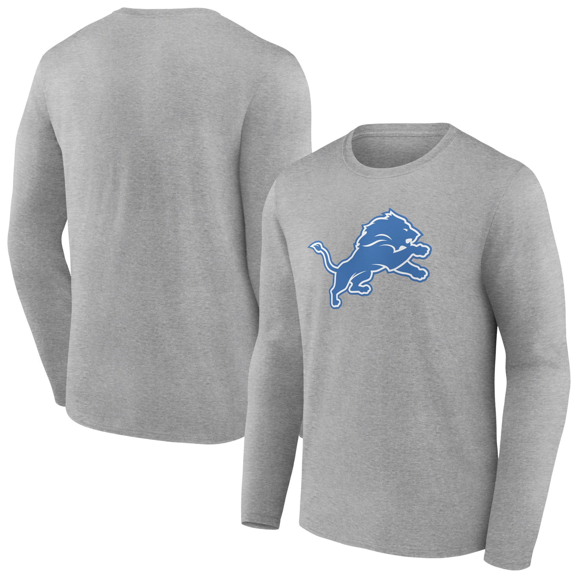 Men's Fanatics Branded Heather Gray Detroit Lions Primary Team Logo ...