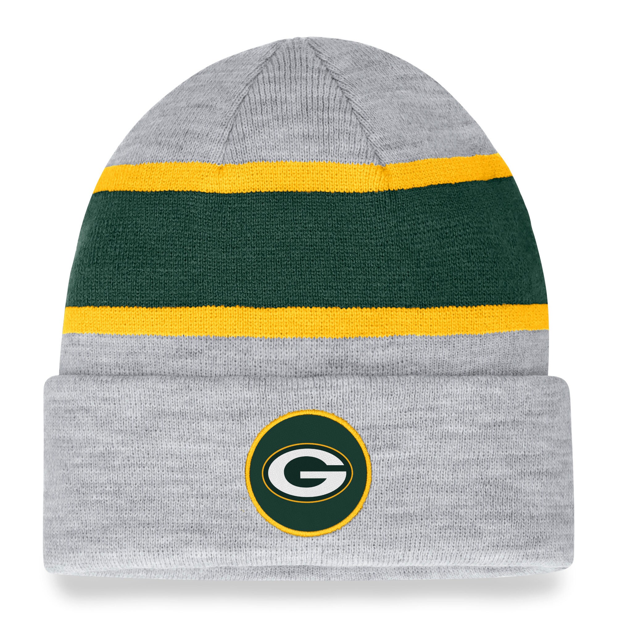 Men's Fanatics Branded Heather Gray Green Bay Packers Logo Cuffed Knit