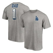 Men's Fanatics Branded Heather Gray Los Angeles Dodgers Number One Dad T-Shirt
