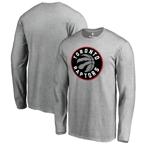 Men's Heather Gray Toronto Raptors Primary Logo Long Sleeve T-Shirt