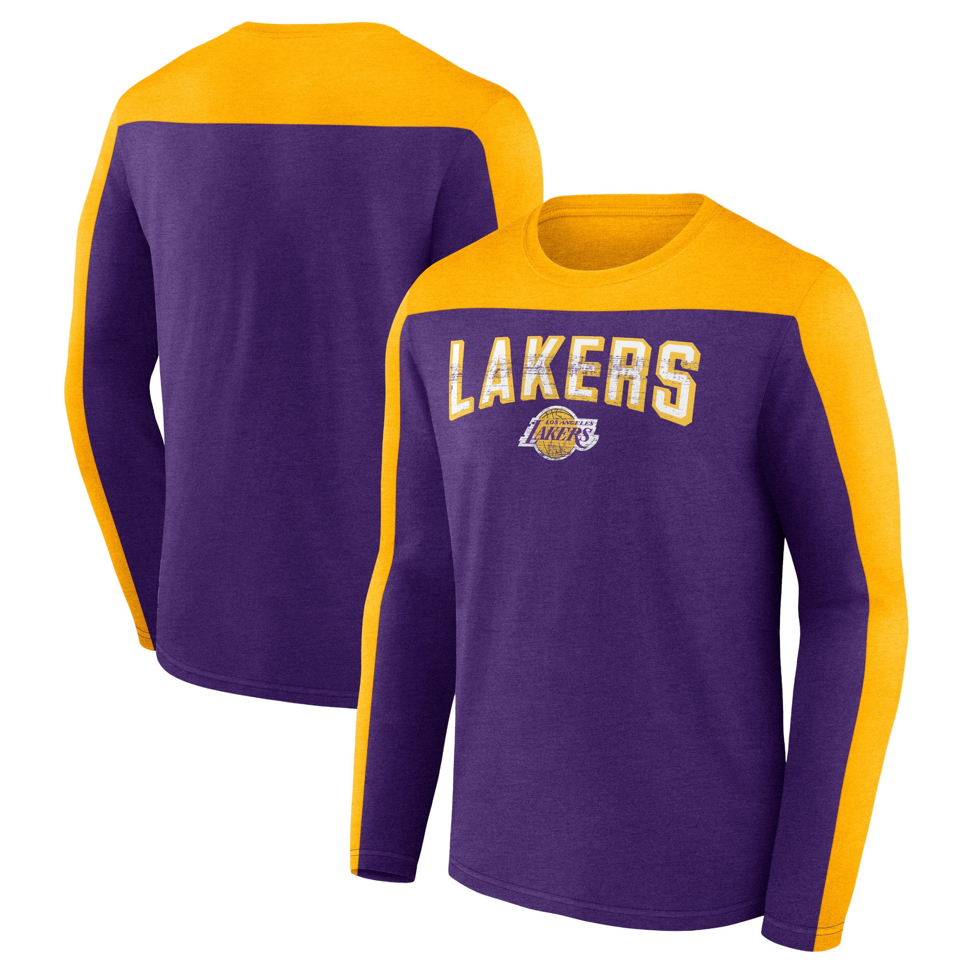Men's Fanatics Branded Heather Purple Los Angeles Lakers Colorblock Long  Sleeve T-Shirt 