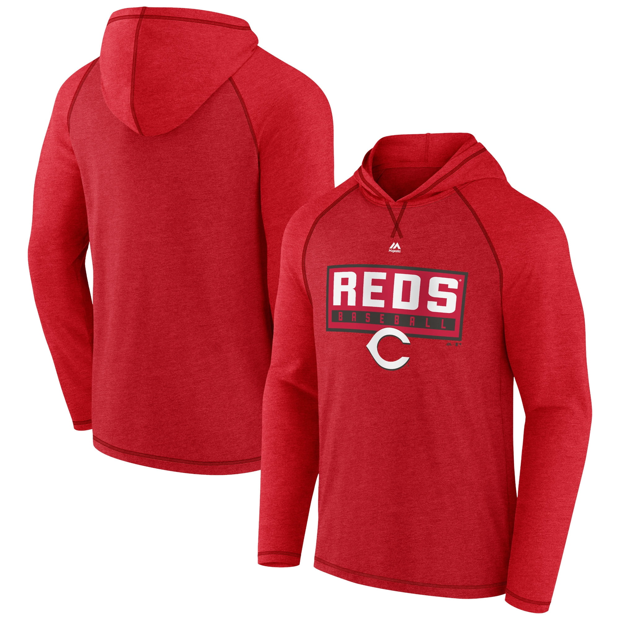 Men's Fanatics Branded Heather Red Cincinnati Reds Down the Line Raglan