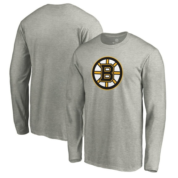 Men's Heather Gray Boston Bruins Primary Logo Long Sleeve T-Shirt