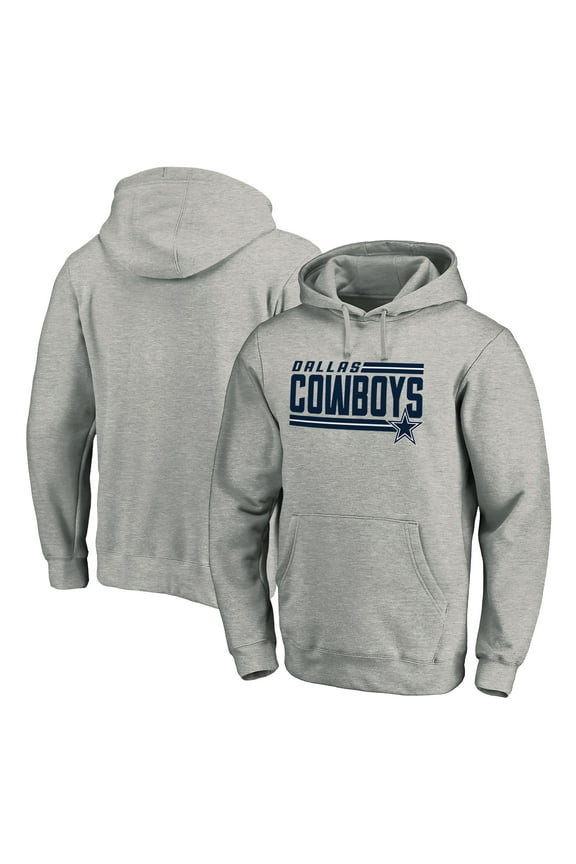 Men's Heathered Gray Dallas Cowboys Onside Stripe Pullover Hoodie