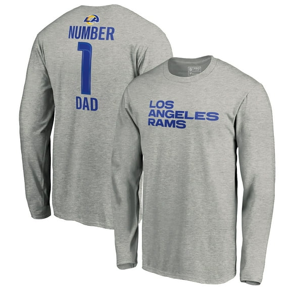 Men's Heathered Gray Los Angeles Rams #1 Dad Long Sleeve Team Logo T-Shirt
