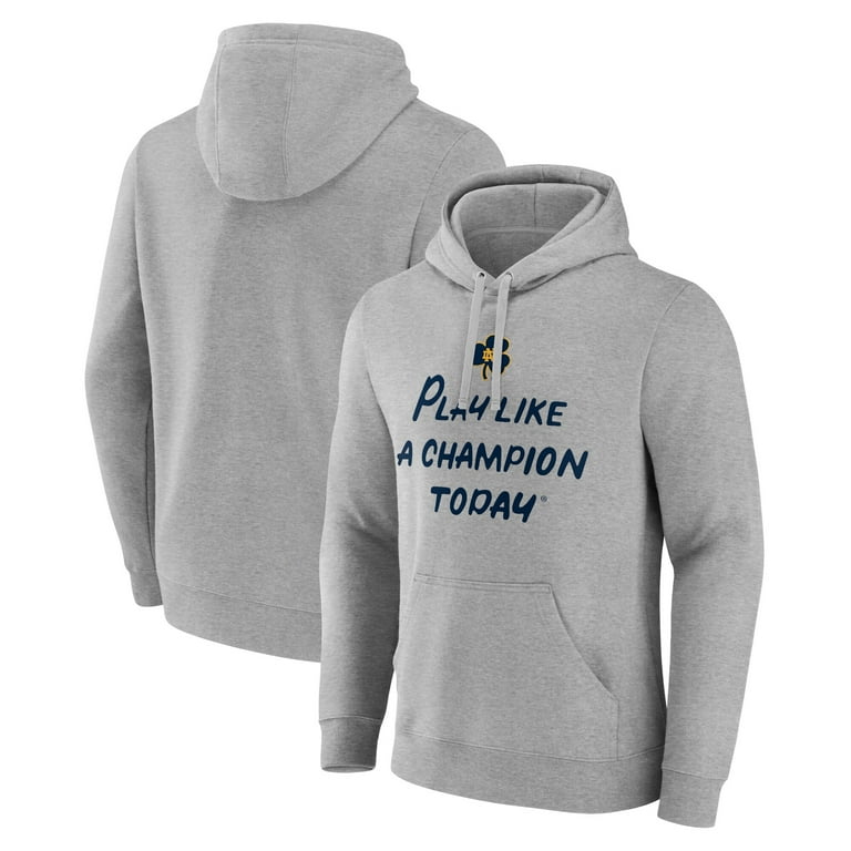 Men s Heathered Gray Notre Dame Fighting Irish Play Like A Champion Today Shamrock Pullover Hoodie Walmart