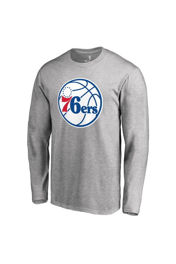 Men's Heathered Gray Philadelphia 76ers Primary Logo II Long Sleeve T-Shirt