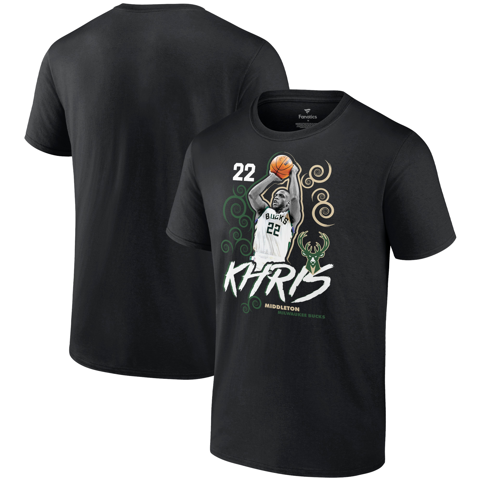 Men's Fanatics Khris Middleton Black Milwaukee Bucks Competitor T-Shirt ...