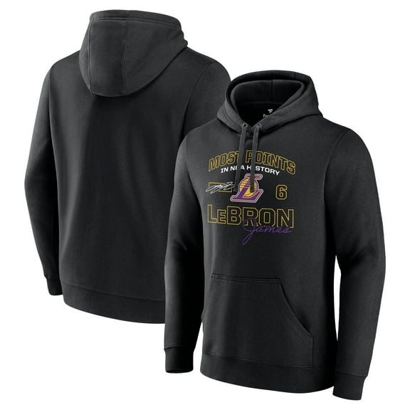 Men's LeBron James Black Los Angeles Lakers Most Points in NBA History Pullover Hoodie