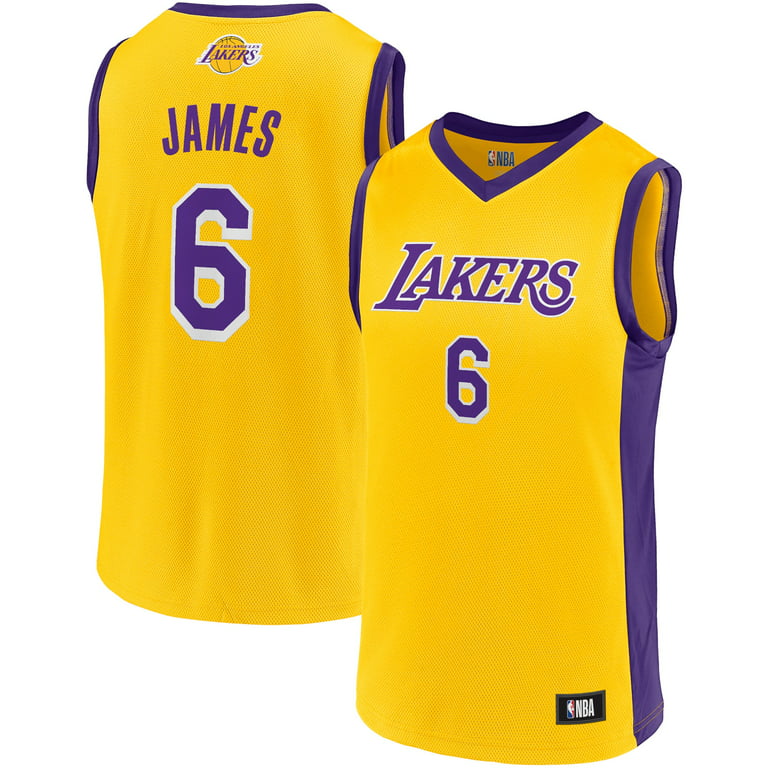 Lebron James Nike Authentic Lakers Jersey Gold and Purple 