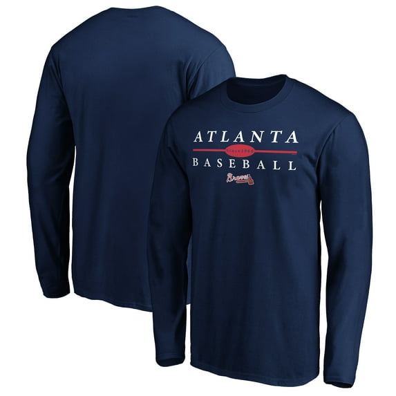 Men's Fanatics Branded Navy Atlanta Braves Top Strength Long Sleeve T-Shirt